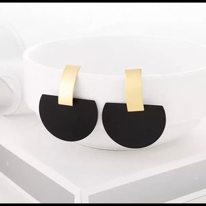 Black Golden Geometric Hanging Earrings